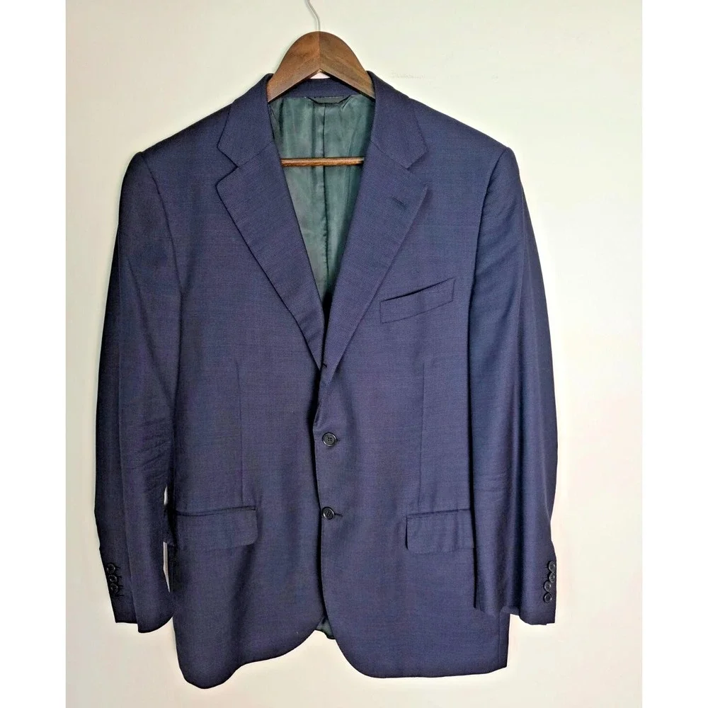 Ermenegildo Zegna Men's Suit Jacket Size 39 Blue Navy Blazer Wool Silk Italy